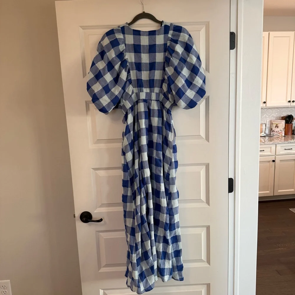 NWOT Sugarlips Hant Plaid V-Neck Midi Dress - Picture 4 of 7